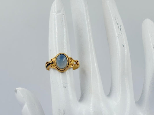 Royal White Rainbow Oval Ring – Vintage Charm