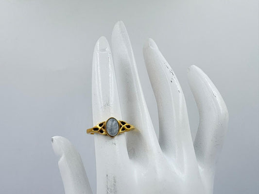 Elegant Oval White Rainbow Adjustable Ring