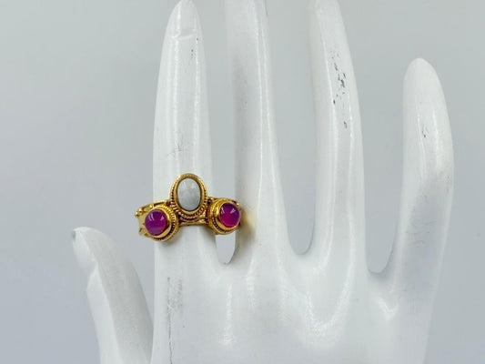 White Rainbow & Queen Pink Onyx Ring – Regal Glow