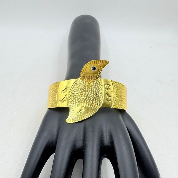Golden Bird Design Handmade Brass Bangle