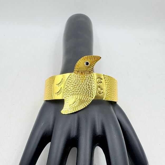 Golden Bird Design Handmade Brass Bangle