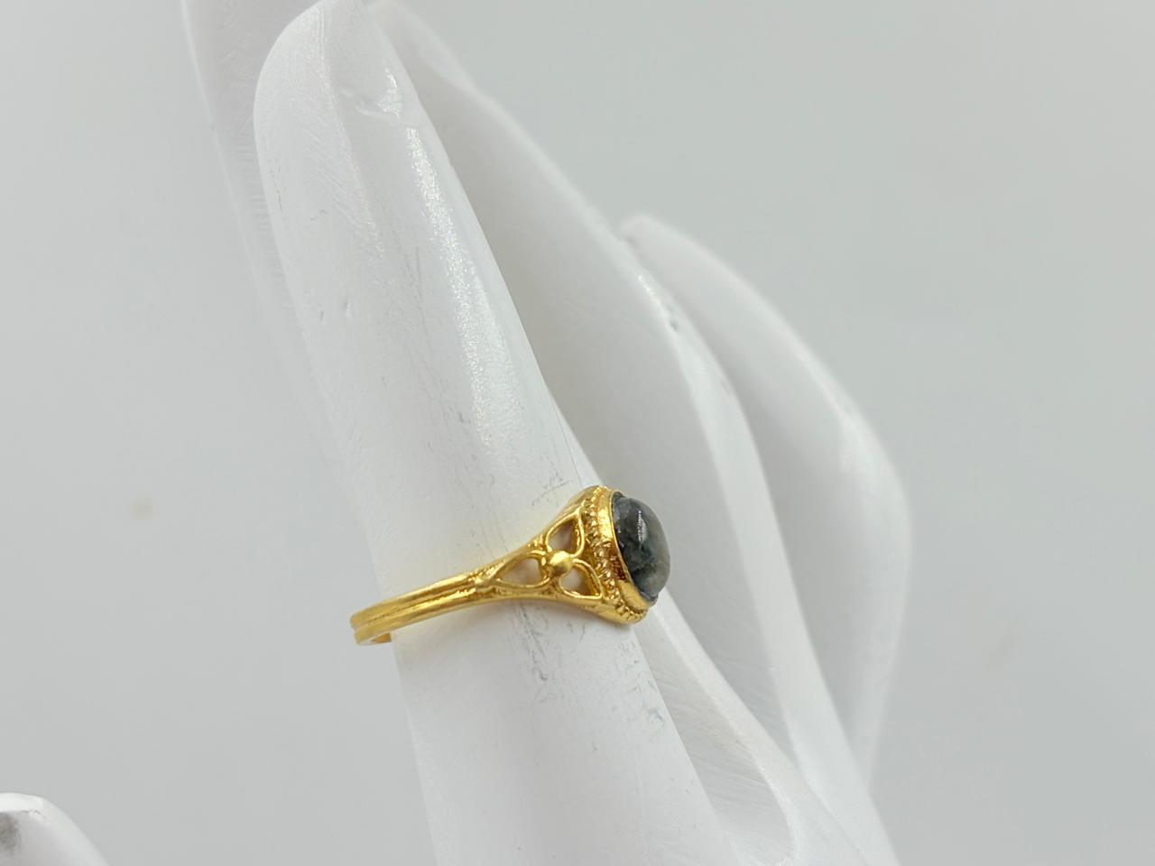Black Rainbow Stone Gold Ring Design Charm MOBR70