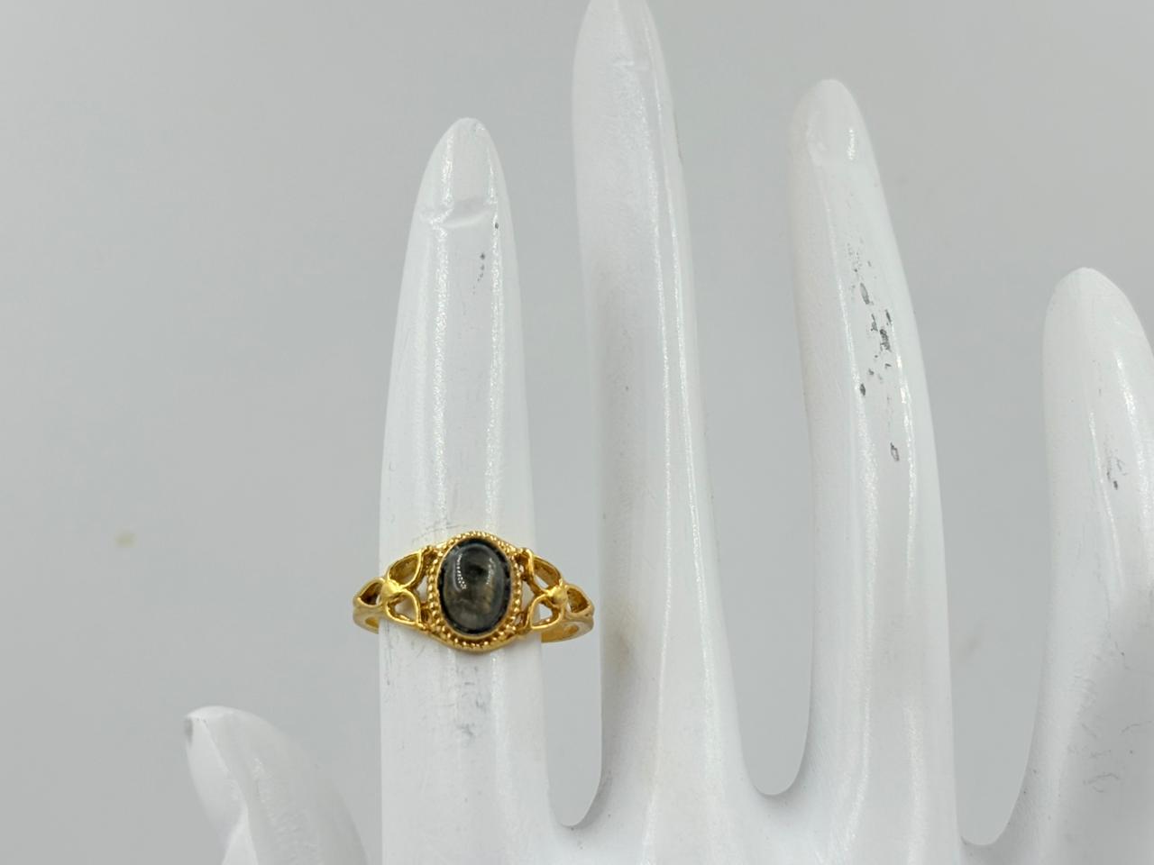 Black Rainbow Stone Gold Ring Design Charm MOBR70