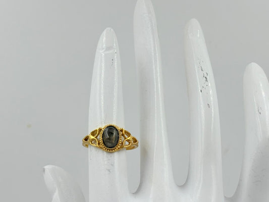 Black Rainbow Stone Gold Ring Design Charm MOBR70