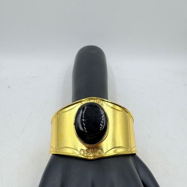 Handmade Brass Cuff with Black Onyx Stone