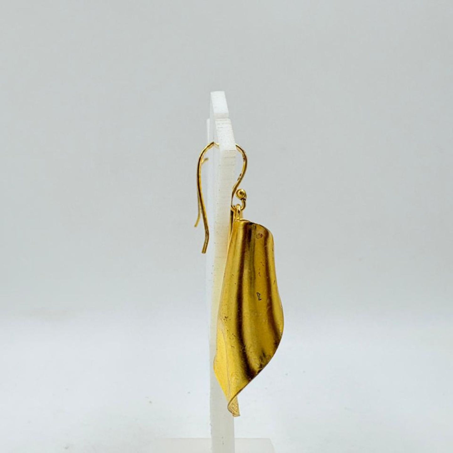 Brass Abstract Dangle Earrings with 18K Gold Plating – Modern Artistic Design