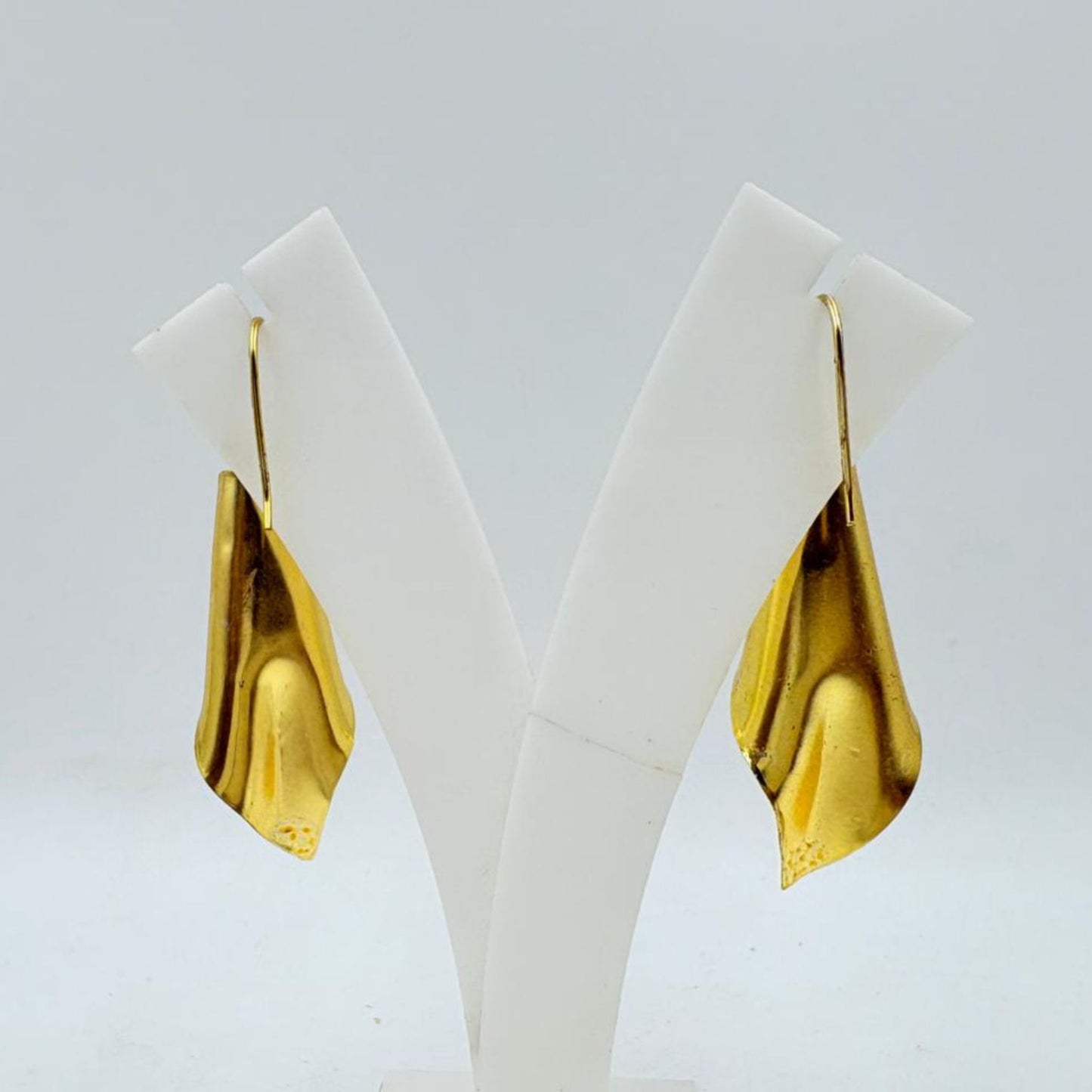 Brass Abstract Dangle Earrings with 18K Gold Plating – Modern Artistic Design
