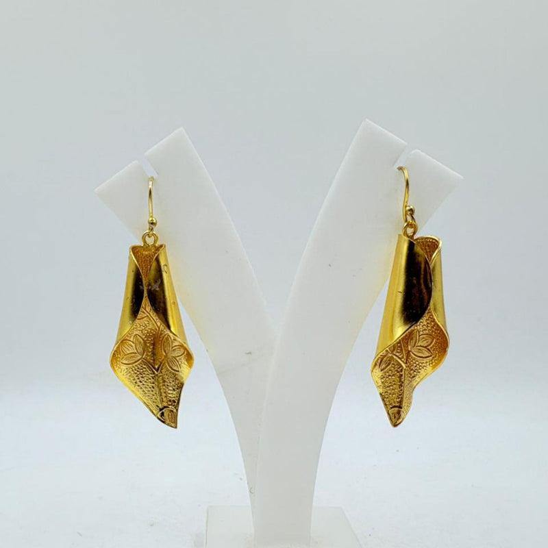 Brass Abstract Dangle Earrings with 18K Gold Plating – Modern Artistic Design
