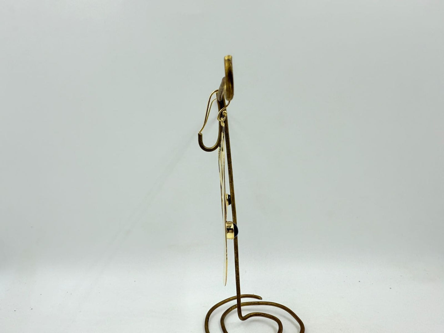 Brass Black Onyx Earrings – 18K Colour Gold Plated Long Statement Earrings