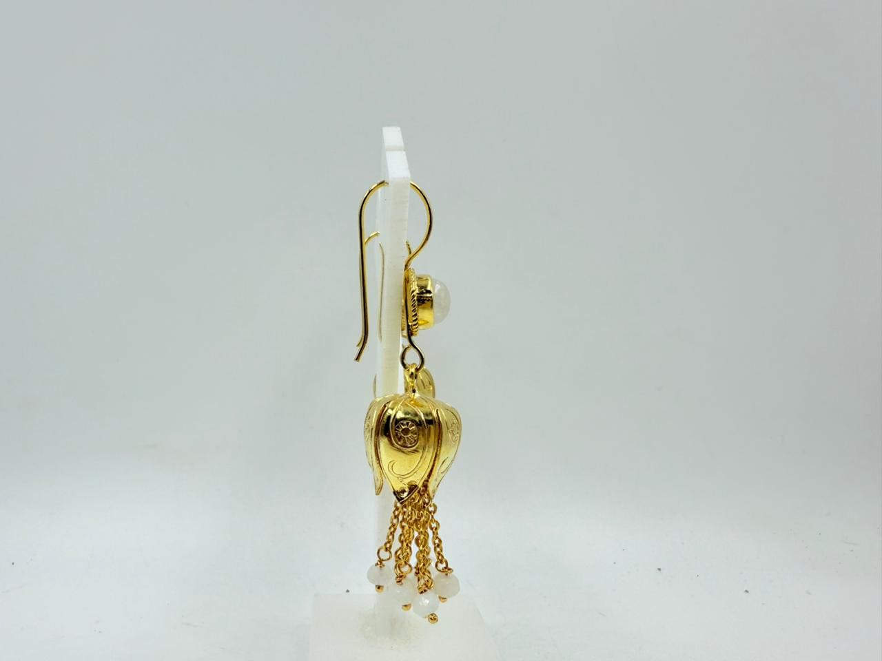 Brass Moonstone Earrings – 18K Colour Gold Plated Dangle Earrings with Beads