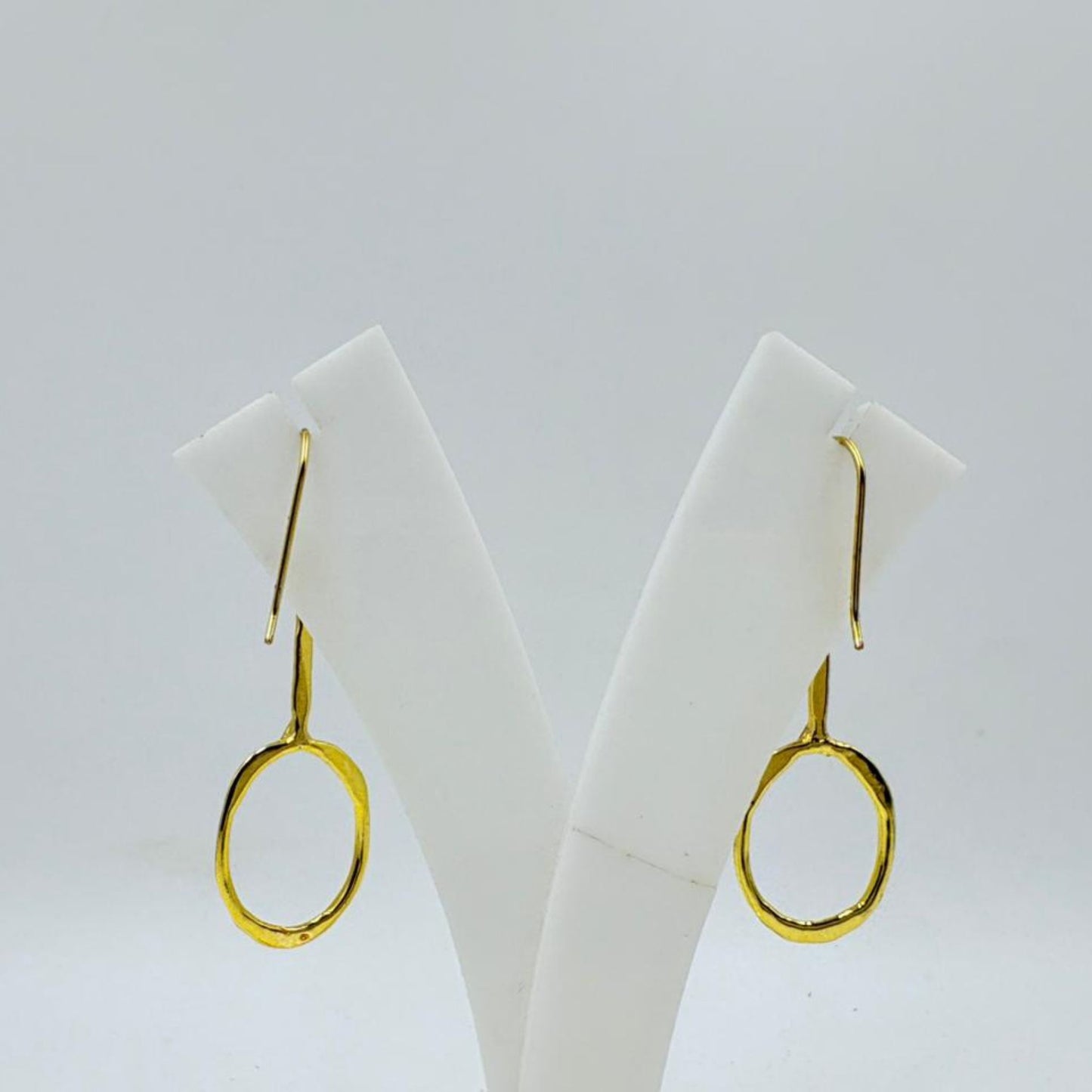 Brass Oval Hoop Dangle Earrings with 18K Gold Plating – Lightweight Designer Jewellery