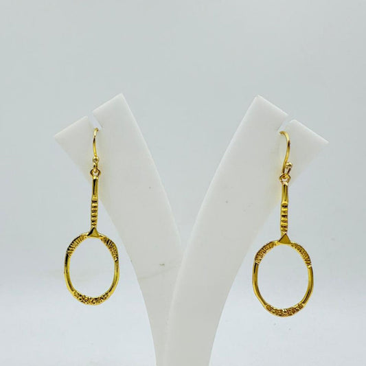 Brass Oval Hoop Dangle Earrings with 18K Gold Plating – Lightweight Designer Jewellery