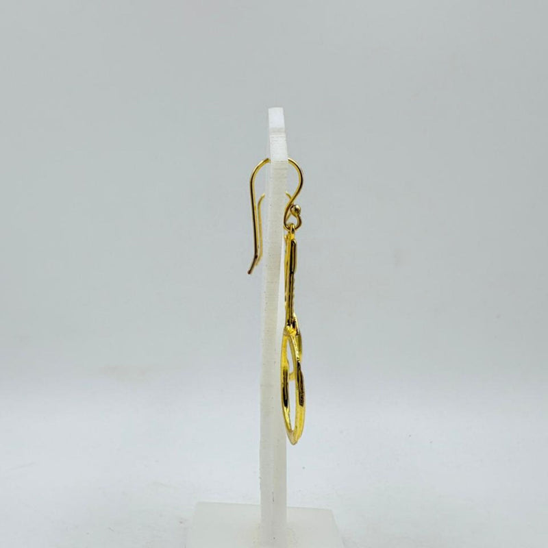 Brass Oval Hoop Dangle Earrings with 18K Gold Plating – Lightweight Designer Jewellery