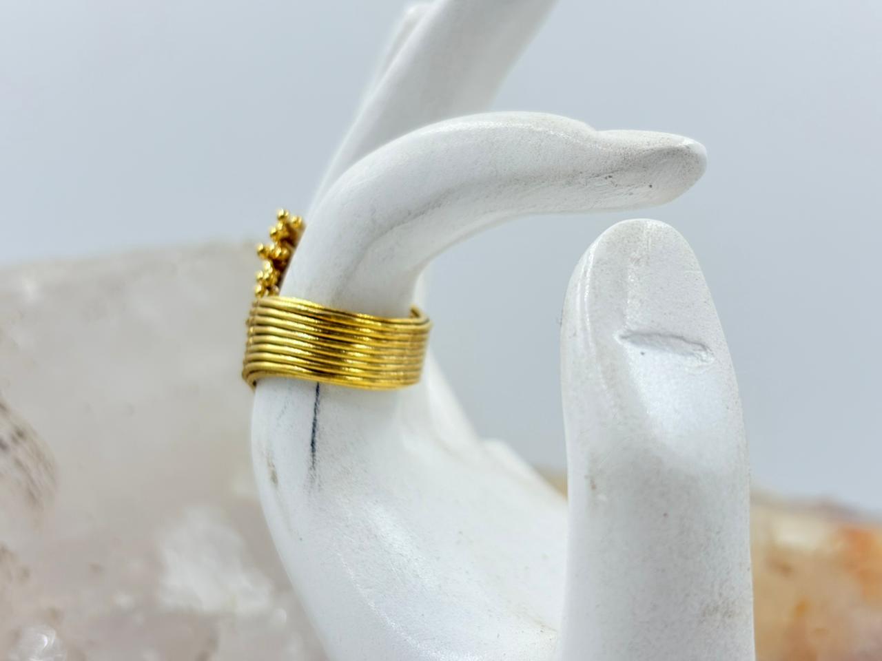 Bold Multi-Layer Handmade Brass Ring with 18K Gold Plating