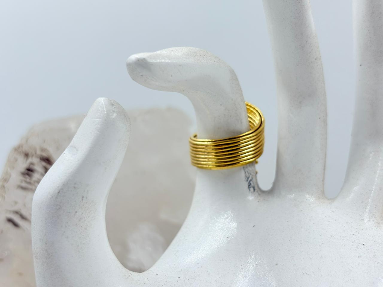 Bold Multi-Layer Handmade Brass Ring with 18K Gold Plating