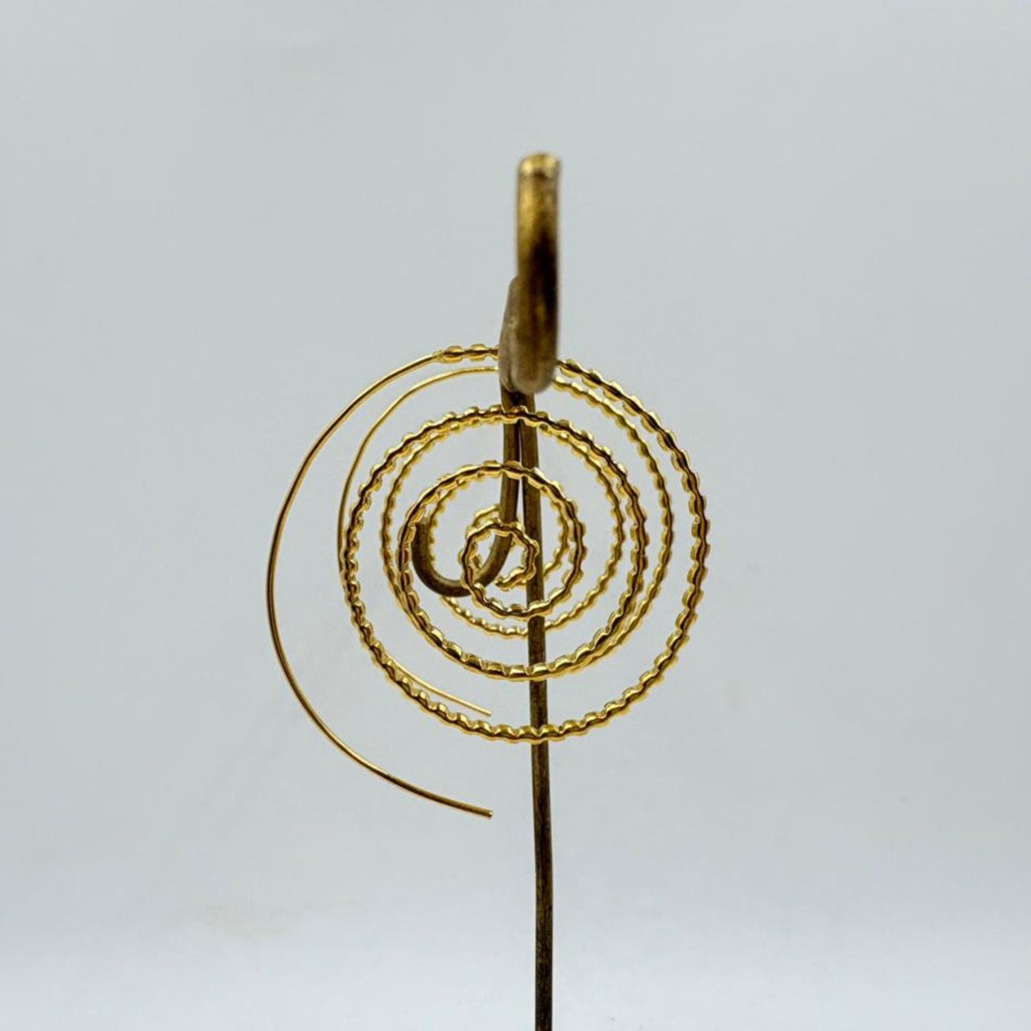 Brass Spiral Hoop Earrings with 18K Gold Plating – Statement Designer Earrings