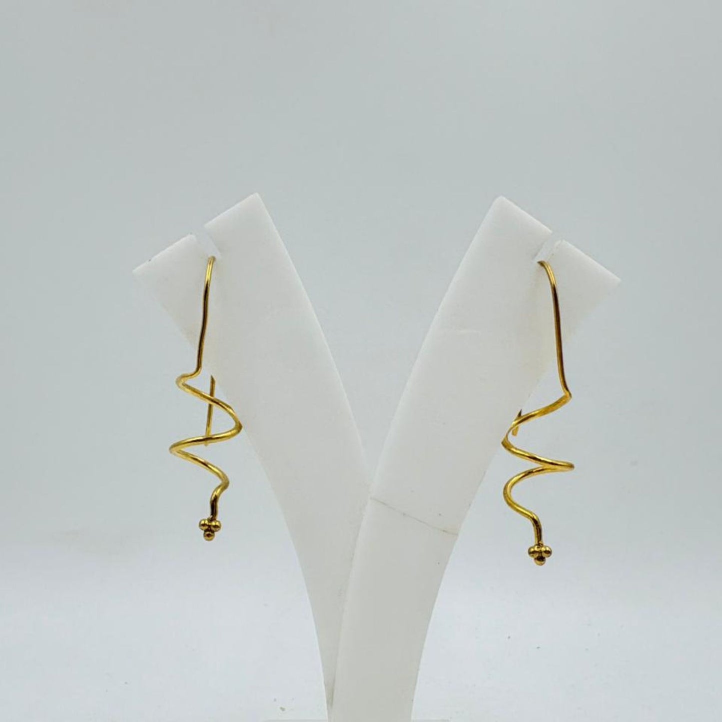 Brass Zigzag Dangle Earrings with 18K Gold Plating – Lightweight Modern Design