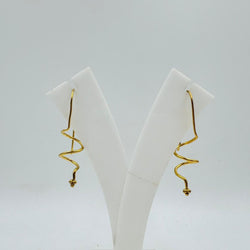 Brass Zigzag Dangle Earrings with 18K Gold Plating – Lightweight Modern Design