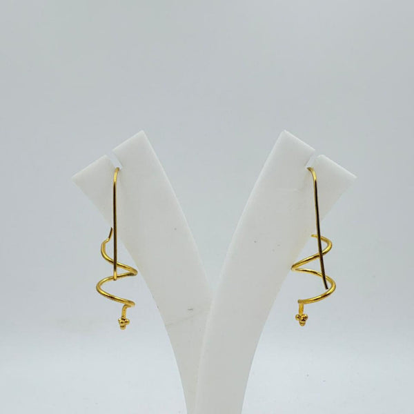 Brass Zigzag Dangle Earrings with 18K Gold Plating – Lightweight Modern Design