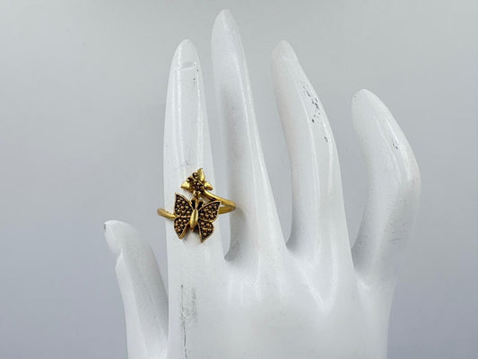 Golden Butterfly Charm Ring