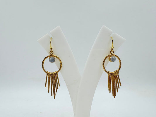 Elegant Brass Hoop Earrings with Moonstone – Affordable Luxury Jewellery