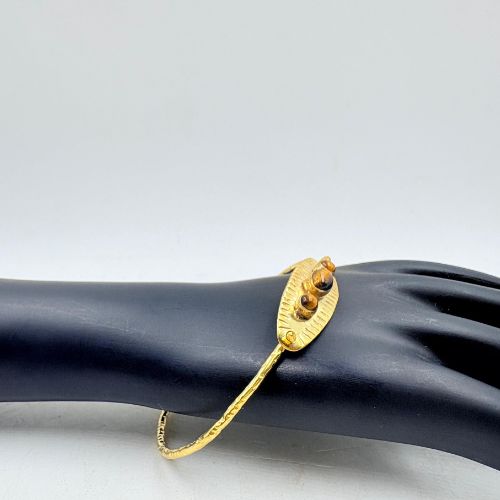 Gold Plated Brass Bangle with 3 Stone Design