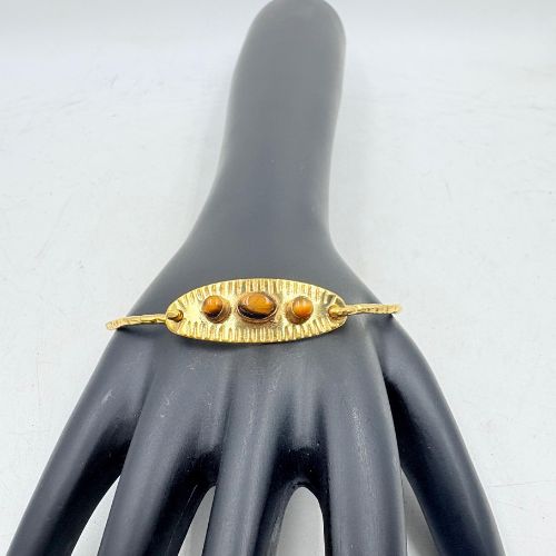 Gold Plated Brass Bangle with 3 Stone Design