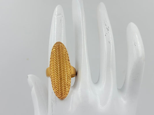 Golden Long Oval Pattern Ring MOBR75