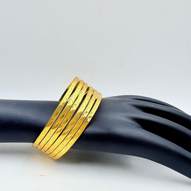 Golden Radiance Hammered Multi-Strand Bangle