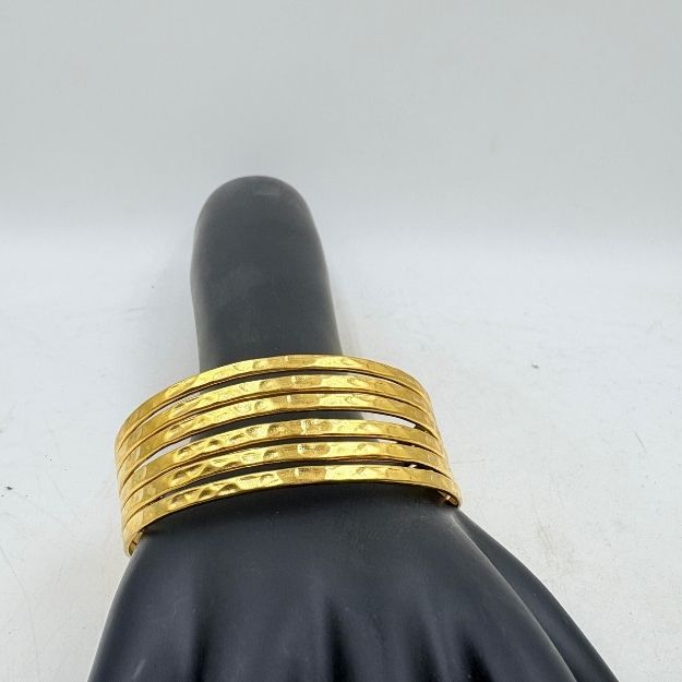 Golden Radiance Hammered Multi-Strand Bangle