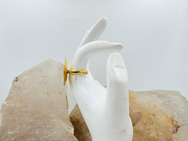 Handmade Brass Ring with 18K Gold Plating – Floral Design Statement Jewelry