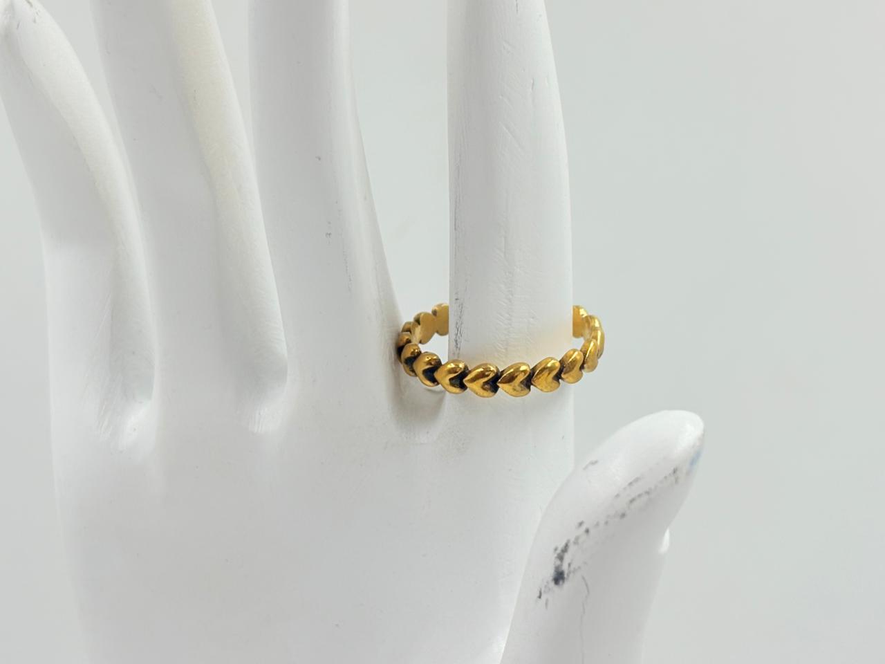 Golden Linked Heart Chain Ring – MOBR57