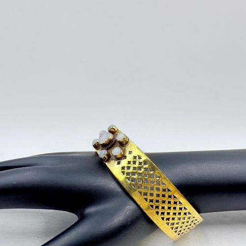 Handmade Brass Bangle with Moonstone Design