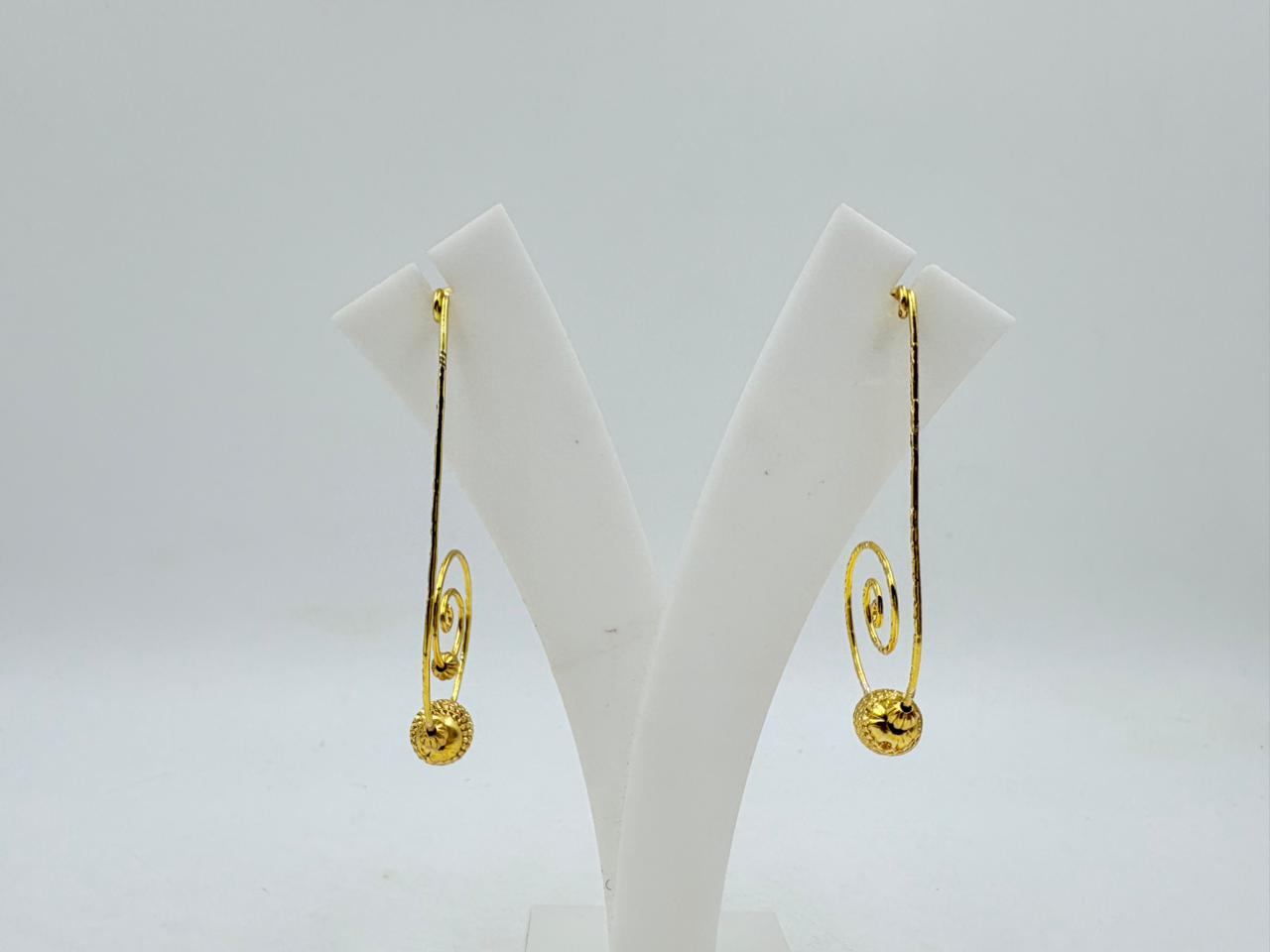 Brass Spiral Dangle Earrings with 18K Gold Plating – Lightweight Designer Earrings