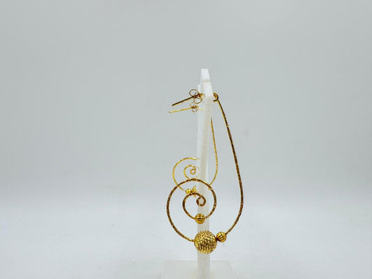 Brass Spiral Dangle Earrings with 18K Gold Plating – Lightweight Designer Earrings