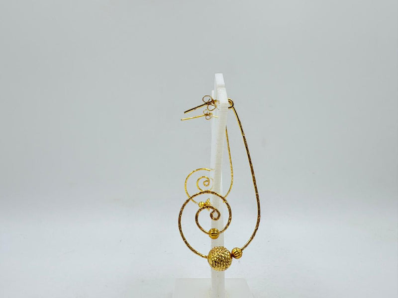 Brass Spiral Dangle Earrings with 18K Gold Plating – Lightweight Designer Earrings