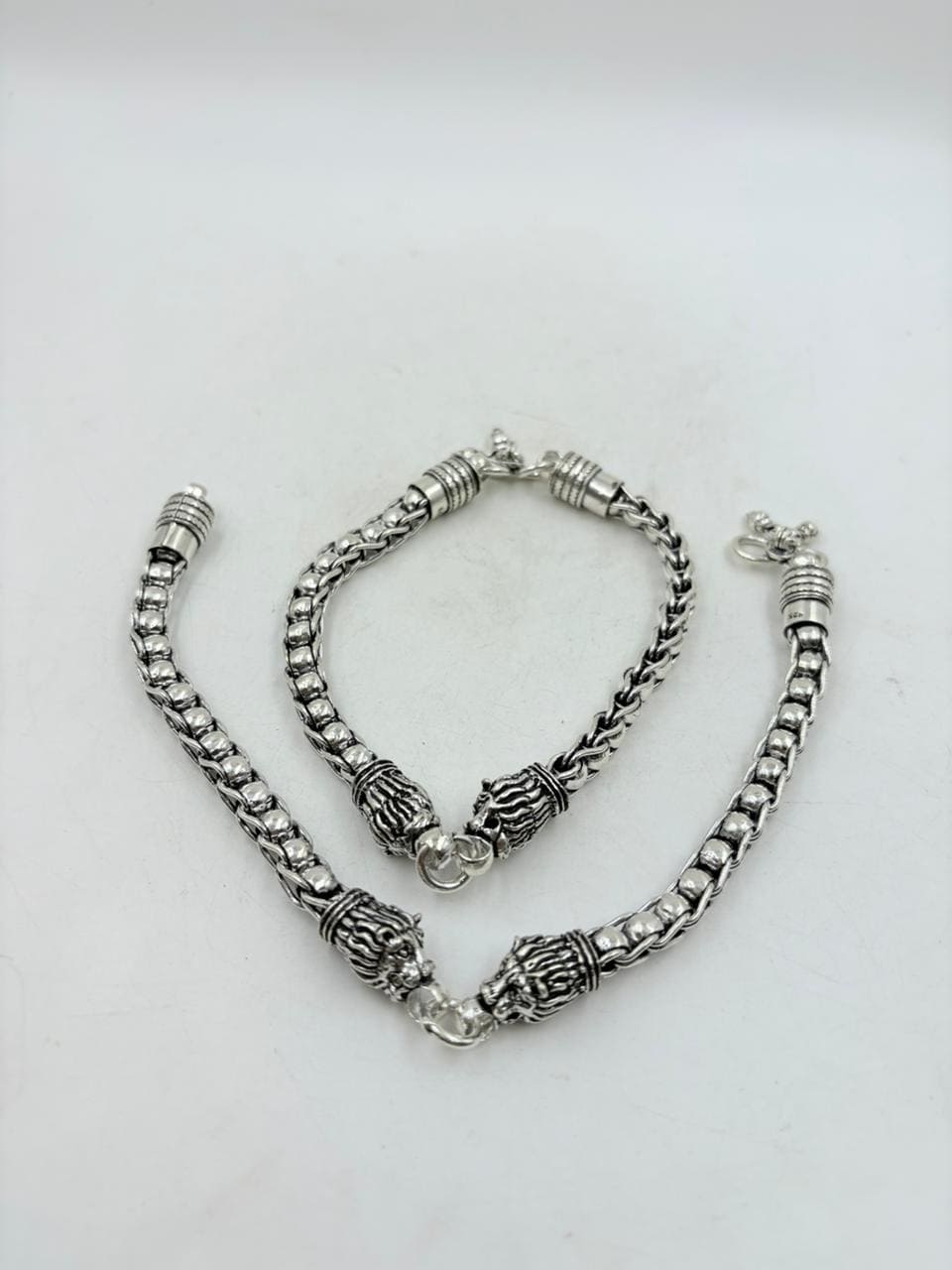 Silver Anklet – Heavy 110g Designer Chain Payal with Antique Finish