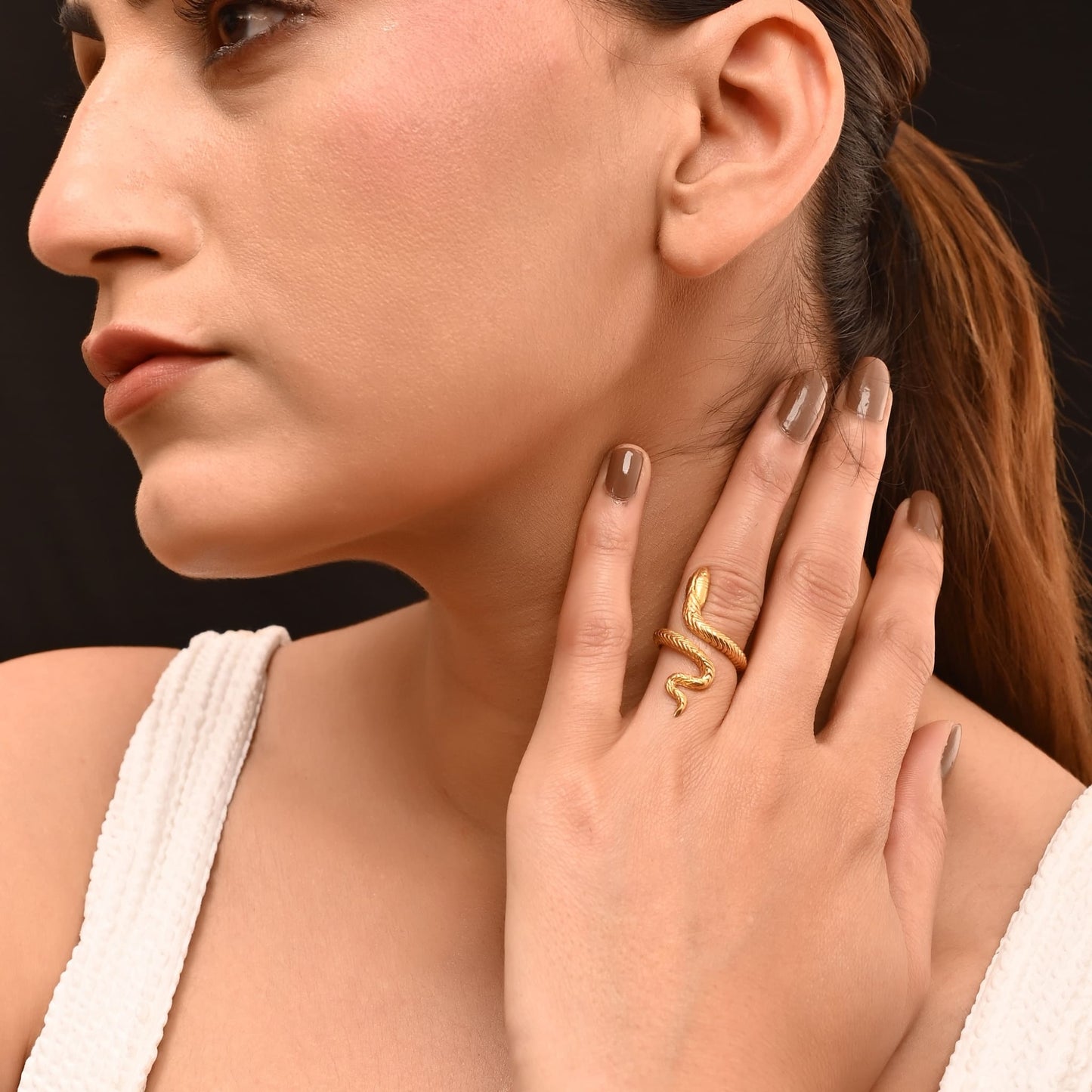 18K Gold Plated Snake Ring – Adjustable Serpent Statement Ring for Men & Women