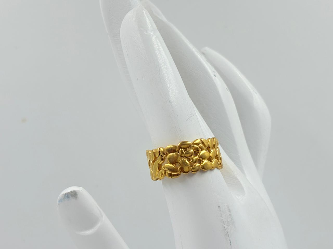Textured Floral Gold Finish Brass Ring MOBR68