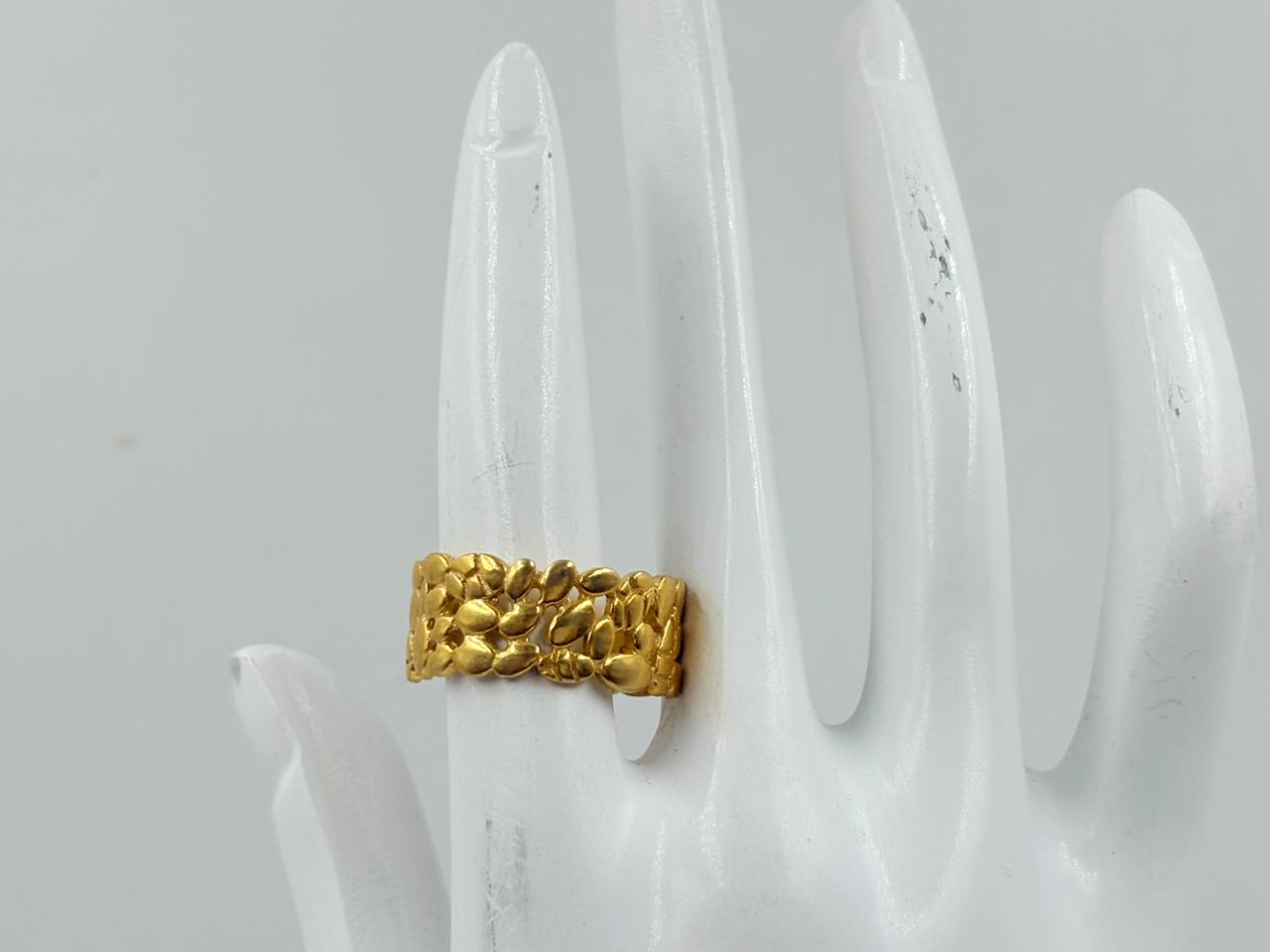 Textured Floral Gold Finish Brass Ring MOBR68