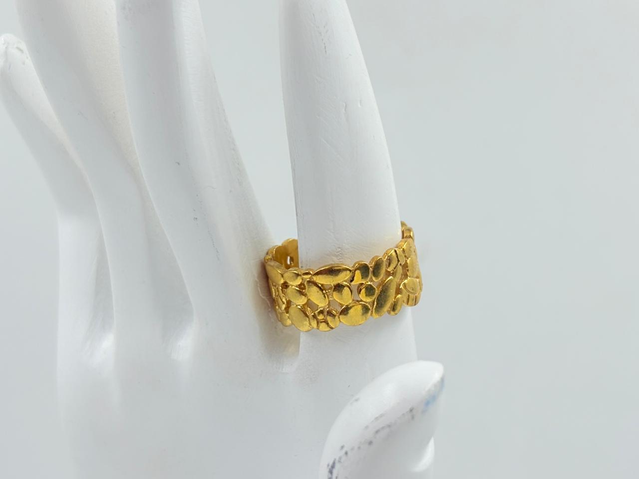 Textured Floral Gold Finish Brass Ring MOBR68