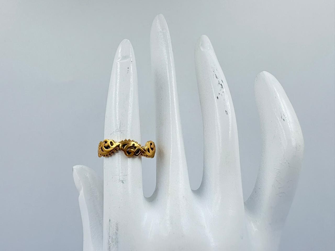 Regal Swirl Band – Antique Gold Textured Ring