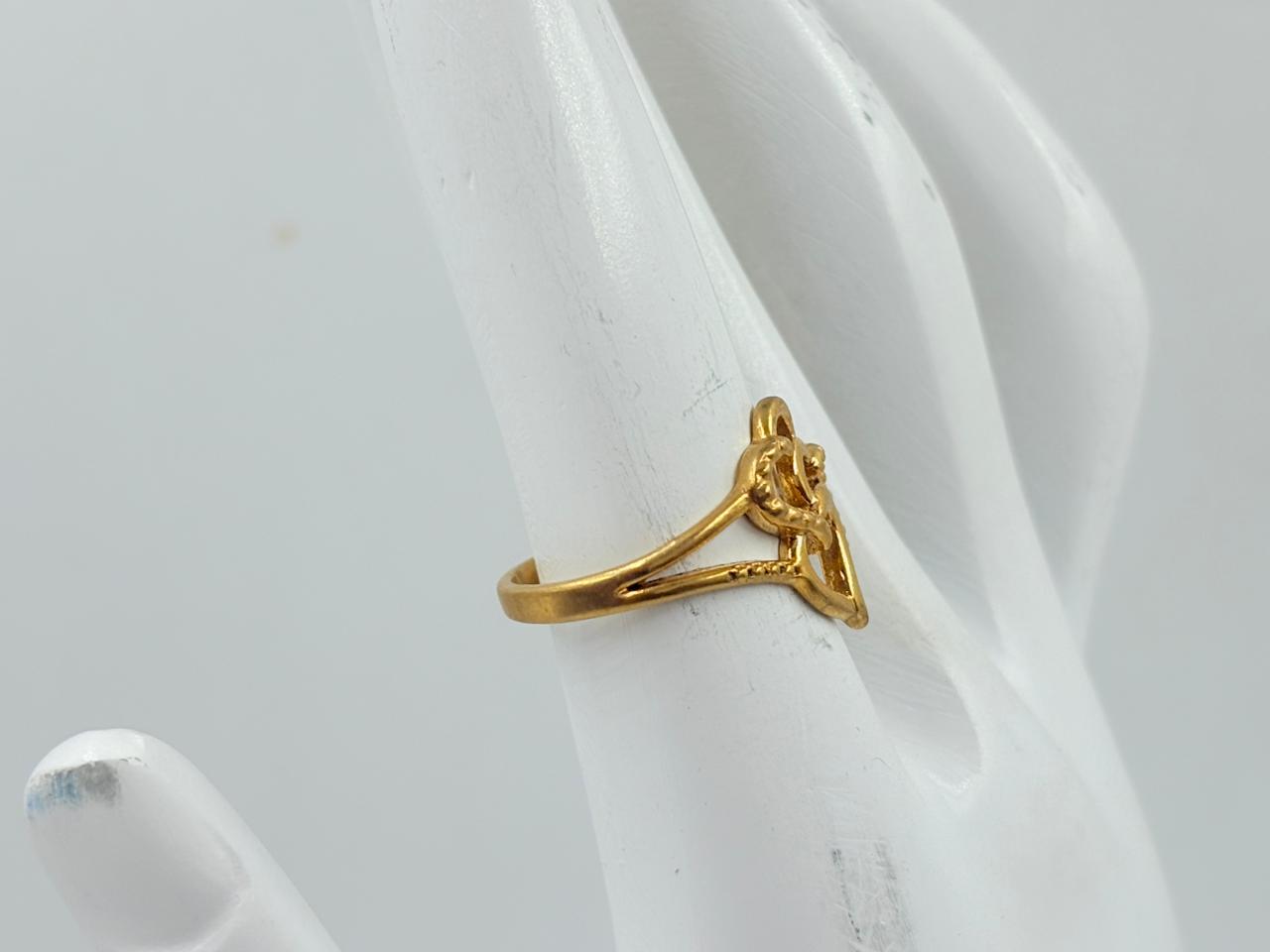 Twin Heart Gold Ring – MOBR62 Elegant Brass Design