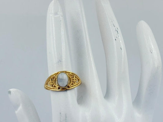 Vintage White Rainbow Textured Ring