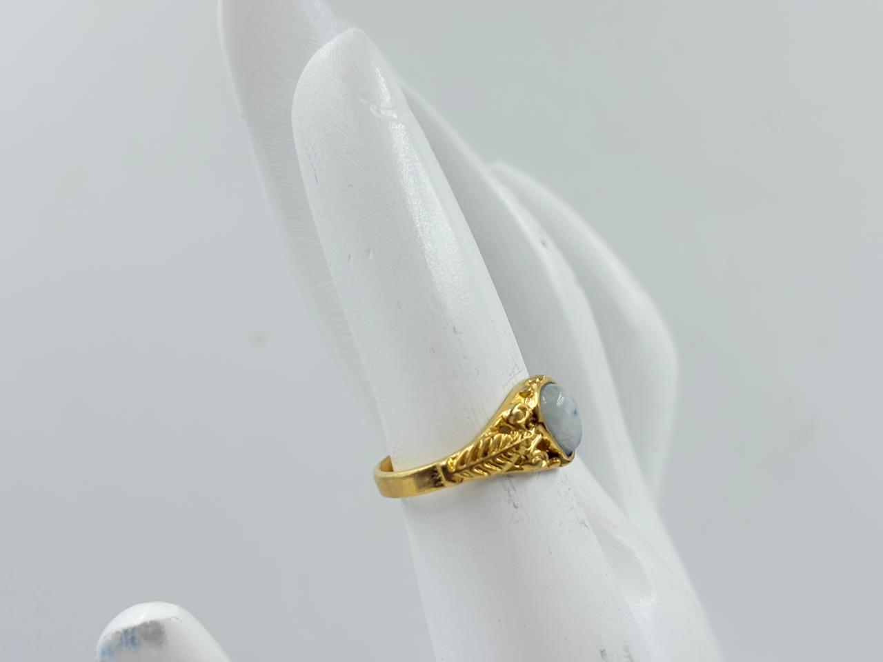 White Rambo Stone Royal Gold Finish Ring MOBR74