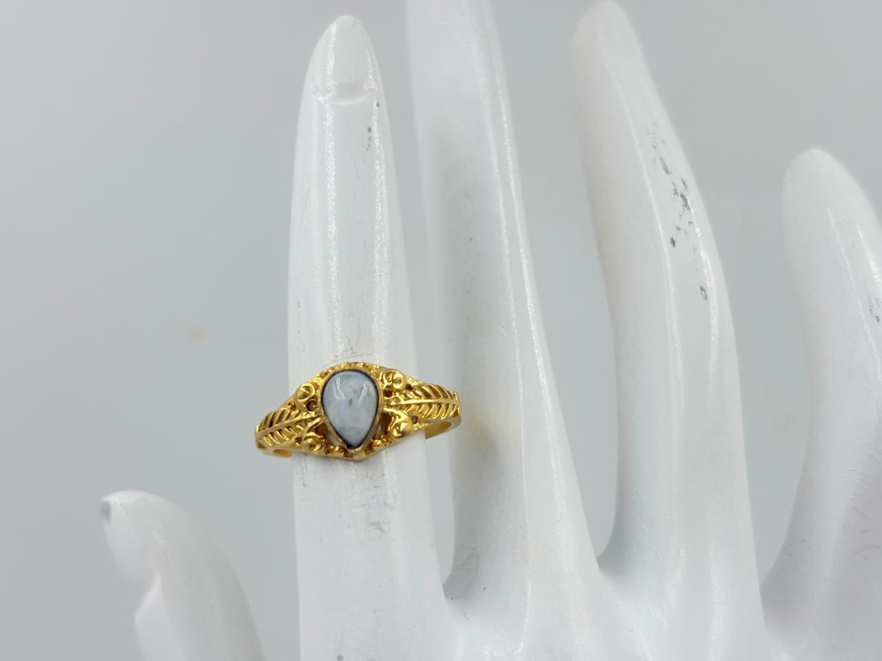 White Rambo Stone Royal Gold Finish Ring MOBR74
