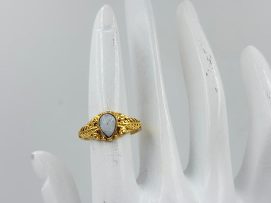 White Rambo Stone Royal Gold Finish Ring MOBR74